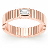 .30ct G SI 14kt Rose Gold Emerald Cut Diamond Bezel set Band Ring Size 6.5