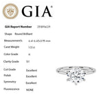 1.00ct H-SI1 GIA CERTIFIED 14K White Gold Round Diamond Eagle Claw Prongs Solitaire Ring Size 7