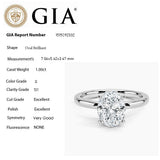 1.00ct G-SI1 GIA CERT 14K White Gold Oval Cut Diamond Solitaire Engagement Ring