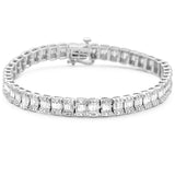<span>DIAMOND CLOSEOUT! </span> 3.65ct G SI 14K White Gold Round & Baguette Diamond Bracelet 8"