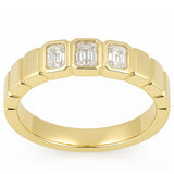 .36ct G SI 14kt Yellow Gold Bezel Set Emerald Cut Diamond Band Ring Size 7