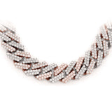 7MM 5.45ct G SI 14K Two Tone White & Rose Gold Diamond Square Cuban Necklace 22"
