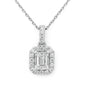 <span style="color:purple">SPECIAL!</span>.39ct G SI 14K White Gold Emerald Cut Diamond Halo Solitaire Pendant 18" Long