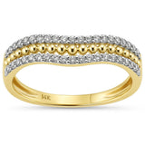 <span style="color:purple">SPECIAL!</span>.25ct G SI 14K Yellow Gold Round Diamond Beaded Chevron Trendy Ring Size 6.5