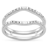 .27ct G SI 14K White Gold Round & Baguette Open Ring Band Size 6.5