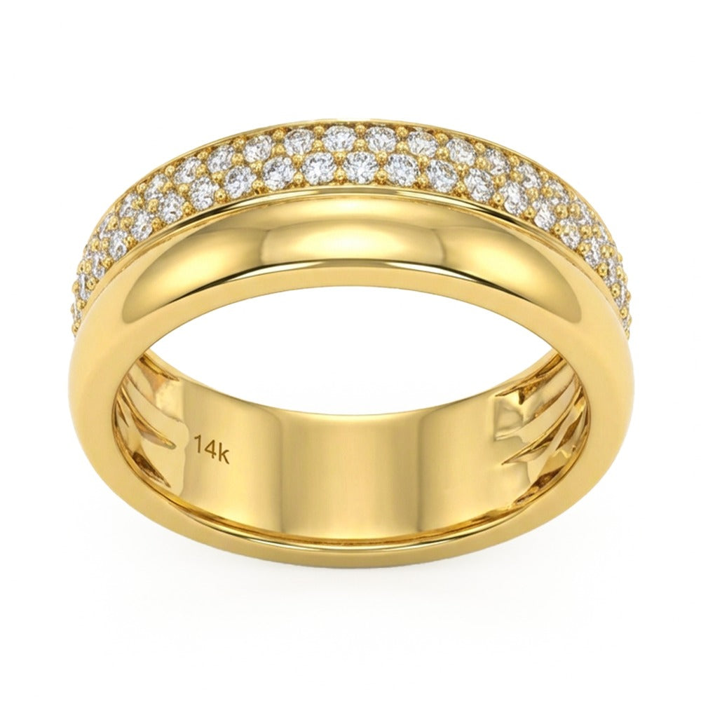 .48ct G SI 14kt Yellow Gold Diamond Modern Double Band Ring Size 6.5