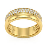 .48ct G SI 14kt Yellow Gold Diamond Modern Double Band Ring Size 6.5