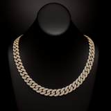 11mm 9.96ct G SI 14K Yellow Gold Baguette & Round Diamond Cuban Necklace 22"