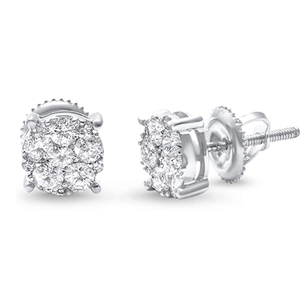 <span>HOLIDAY SPECIAL! </span>H-SI 14KT White Gold .77ct Flower Diamond Round Stud Earrings