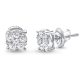 <span>HOLIDAY SPECIAL! </span>H-SI 14KT White Gold .77ct Flower Diamond Round Stud Earrings