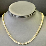 6.05ct G SI 14K Yellow Gold Round & Baguette Diamond Tennis Necklace 22" Long