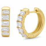 <span style="color:purple">SPECIAL!</span>1.94ct G SI 14K Yellow Gold Emerald Cut Diamond Earrings Hoop Huggie