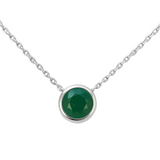 .50ct G SI White Gold Emerald Gemstone Bezel Pendant Necklace 18" long