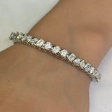 <span style="color:purple">¡OFERTA ESPECIAL!</span> Pulsera de oro blanco de 14K con diamantes elegantes de 4.31ct G SI, formas múltiples