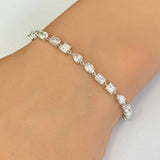 4.95ct G SI 14K White Gold Diamond Multi Shape Bracelet 7" Long