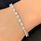 6.82ct G SI 14K White Gold Diamond Multi Shape Bracelet 7" Long