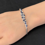 <span style="color:purple">SPECIAL!</span> 2.39ct G SI 14K White Gold Diamond Pear & Marquise Blue Sapphire Cuban Bracelet 7" Long