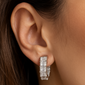 <span style="color:purple">SPECIAL!</span>3.00ct G SI 14K White Gold Emerald Cut Diamond Hoop Earrings