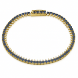 3.71ct G SI 14K Yellow Gold Diamond & Blue Sapphire Gemstone Elegant Tennis Bracelet 7" Long