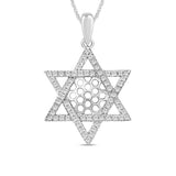 .24ct 14k White Gold Diamond Jewish Star of David Pendant Necklace 18" Long