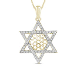 .25ct 14k Yellow Gold Diamond Jewish Star of David Pendant Necklace 18"