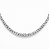 10.23ct G SI 14K White Gold Emerald Cut Diamond Graduated Tennis Necklace 16" Long