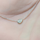 .35ct G SI 14K White Gold Pear Shape Diamond Sideways Pendant Necklace 16+2" Ext
