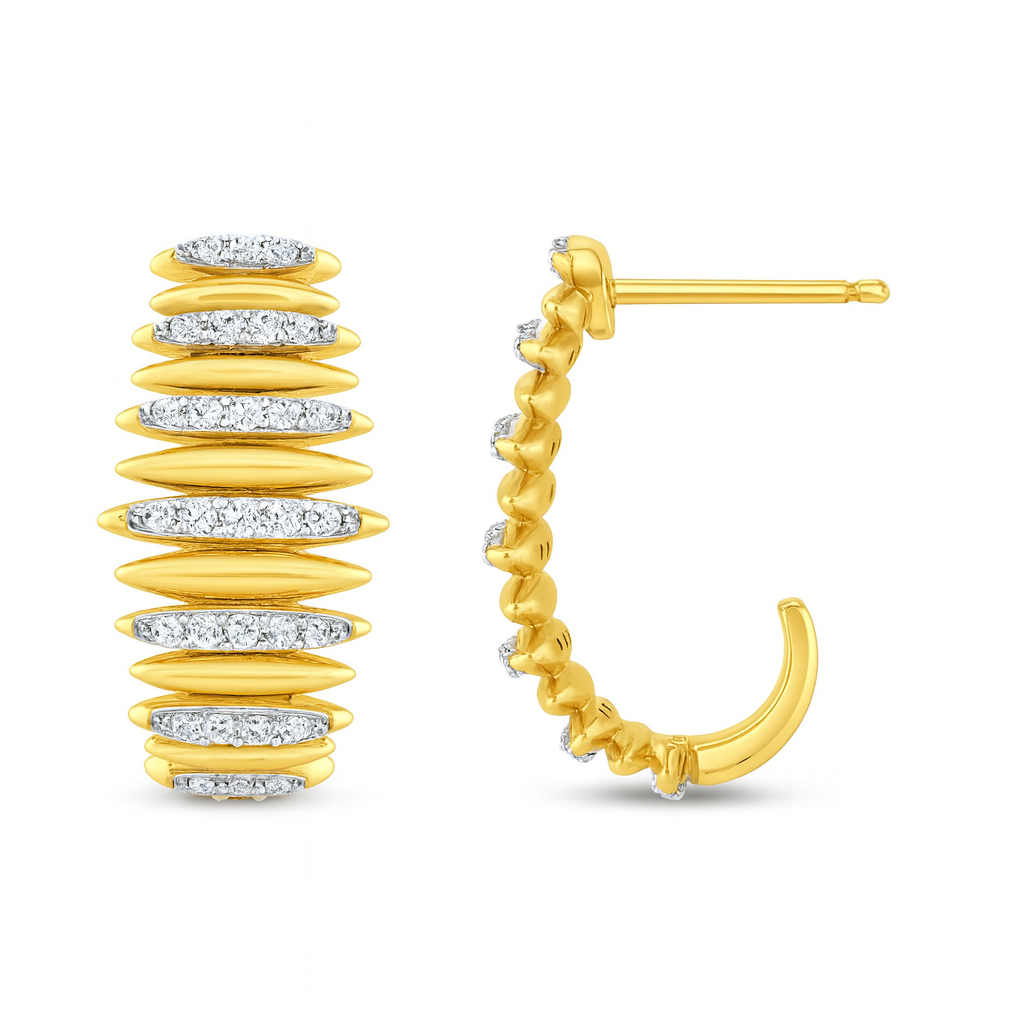 .36ct G SI 14K Yellow Gold Diamond Dome Earrings