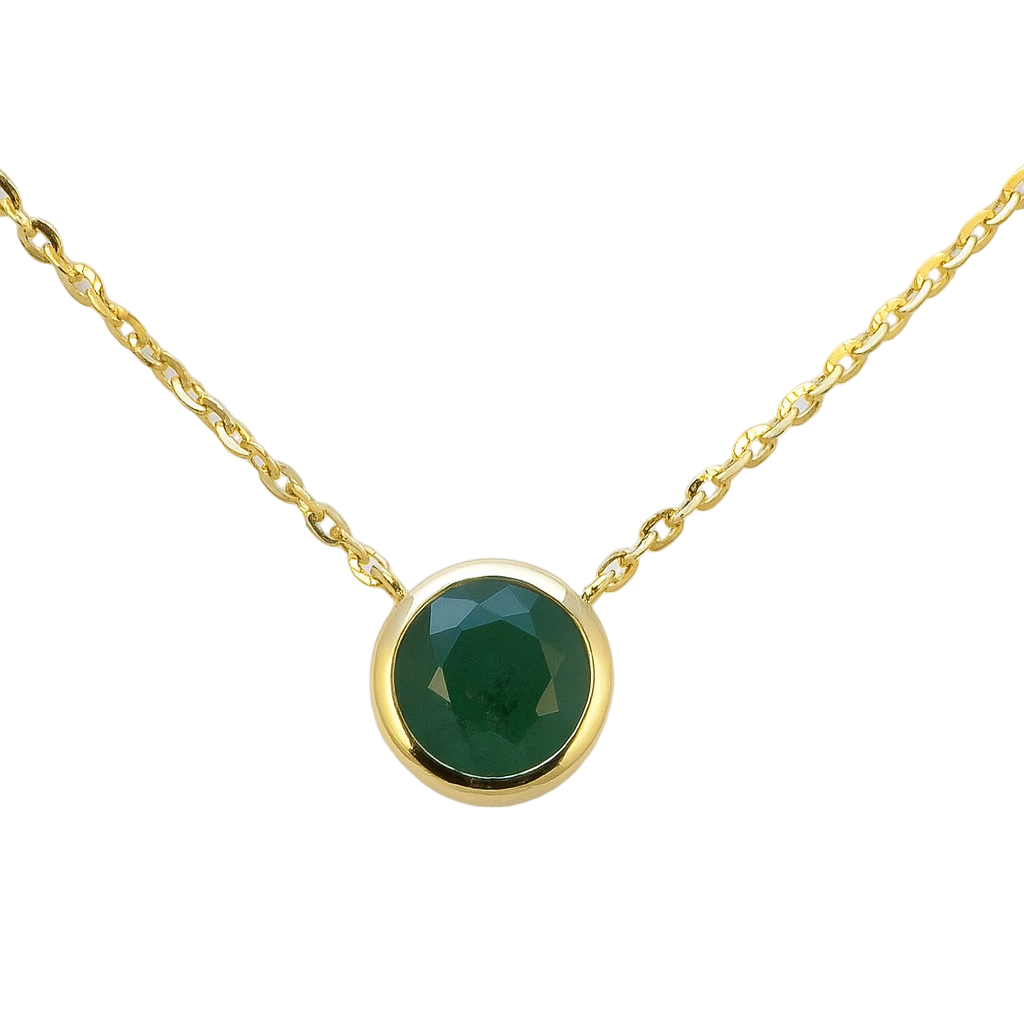.46ct G SI Yellow Gold Emerald Gemstone Bezel Pendant Necklace 18" long