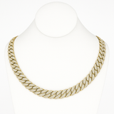 11mm 9.96ct G SI 14K Yellow Gold Baguette & Round Diamond Cuban Necklace 22"