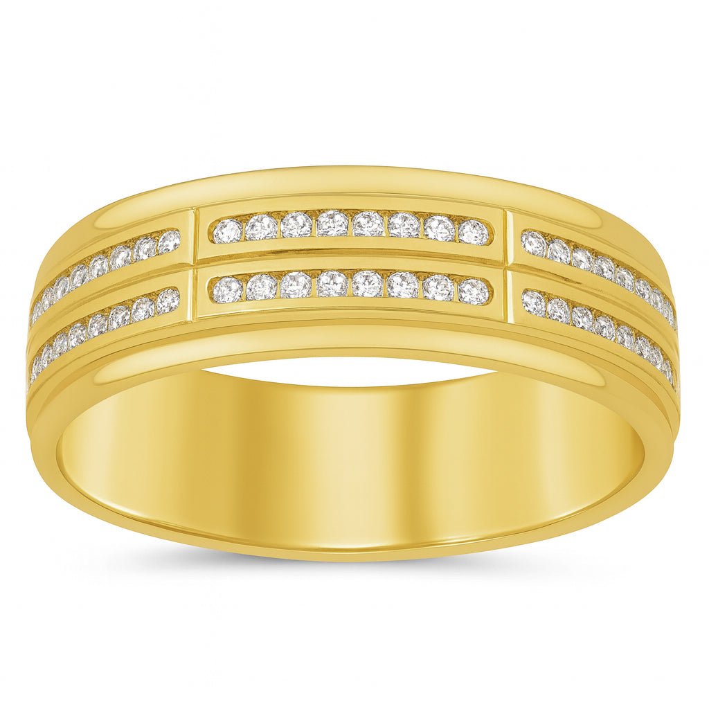 <span style="color:purple">SPECIAL!</span> .27ct G SI 14K Yellow Gold Diamond Men's Band Ring  Size 10