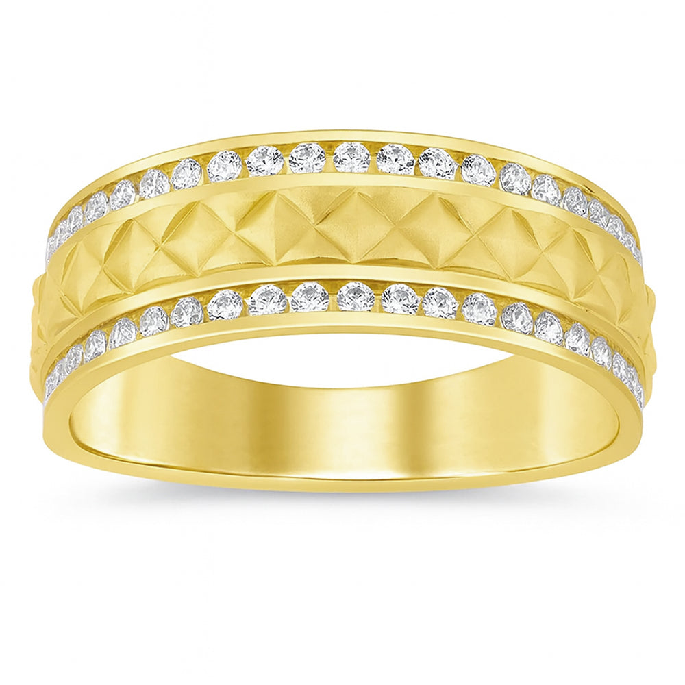 <span style="color:purple">SPECIAL!</span> .52ct G SI 14K Yellow Gold Diamond Men's Band Size 10