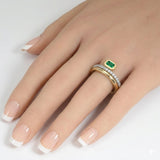 .45ct G SI 14kt Yellow Gold Diamond & Emerald Gemstone Ring Size 6.5