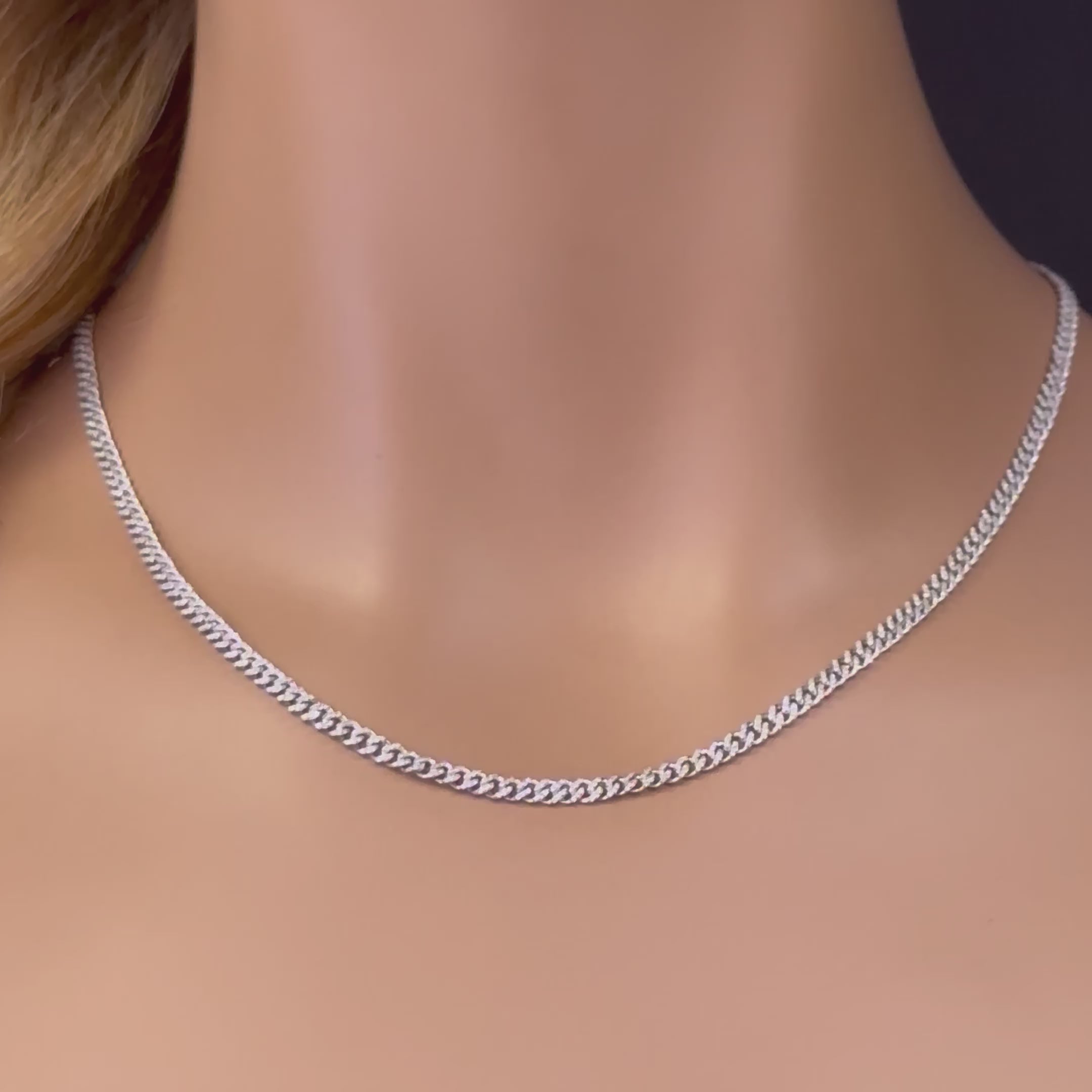 3mm 1.79ct G SI 14k White Gold Round Diamond Cuban Necklace 18"