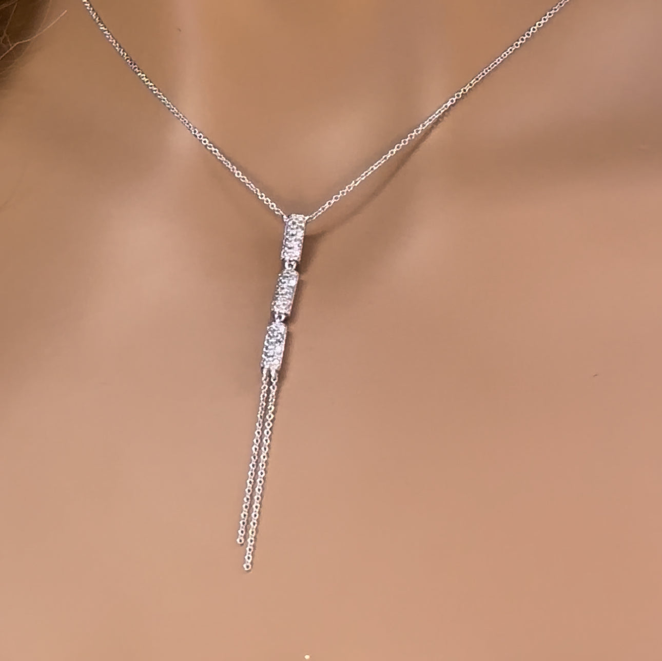 .27ct G SI 14K White Gold Diamond Drop Pendant Necklace 16" Long