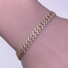 <span style="color:purple">¡ESPECIAL!</span> Pulsera de eslabones cuadrados cubanos de micro pavé de diamante en oro amarillo de 14K, 6 mm, 1,61 ct, G SI, 7"