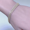 <span style="color:purple">SPECIAL!</span> 7MM 2.95ct G SI 14K Yellow Gold Round & Baguette Diamond Cuban Bracelet 8" Long