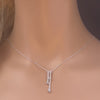 .55ct G SI 14K White Gold Diamond Round & Baguette Drop Pendant Necklace 18" Long