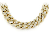 9MM 9.21ct 10KT Yellow Gold Diamond Micro Pave Miami Round Cuban Link Necklace 22" Long