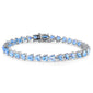 Blue Topaz Heart Cz Gemstone Solid .925 Sterling Silver Bracelet