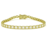 4.07ct G SI 14K Yellow Gold Emerald Cut Diamond Bezel Set Tennis Bracelet 7" Long