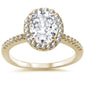 Oval Cubic Zirconia Halo .925 Yellow Gold Plated Sterling Silver Ring Sizes 7