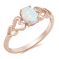 Rose Gold Plated White Australian Opal with Hearts .925 Sterling Silver Ring Sizes 8