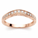 .19ct 14k Rose Gold Round Diamond Curved Accent Wedding Band Size 6.5
