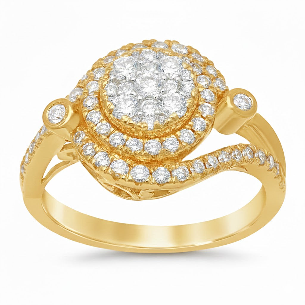 <span>DIAMOND CLOSEOUT! </span> .96ct 10kt Yellow Gold Round Diamond Engagement Wedding Ring Size 6.5