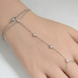 .31cts 14k White Gold Diamond Bracelet & Ring Chain 7" + 3" Ext