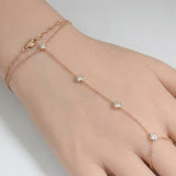 <span style="color:purple">SPECIAL!</span> .28ct 14k Rose Gold Diamond Bracelet & Ring Chain 7"+ 3" Ext