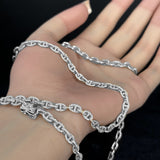 2.91ct G SI 14K White Gold Diamond Mariner Link Chain Necklace 20" Long
