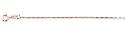 <span>CLOSEOUT 20% OFF! </span> 015-.9MM Rose Gold Plated Round Box Chain .925  Solid Sterling Silver Available in 16"- 22" inches