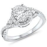 <span>CLOSEOUT! </span>Prong Oval Shape CZ  .925 Sterling Silver Ring